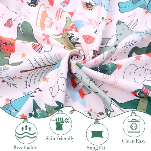 Image of JISEN Christmas Fitted Crib Sheets for Boys Girls 52x28 Inch Dinosaurs Pink