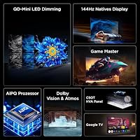 TCL 55T8D 55 Inch QLED TV with QD Mini LED Dimming, 4K HDR Ultra HD, Smart Google TV (Dolby Vision, HDR10+ & Atmos, 144Hz VRR, FreeSync Premium, Game Master – Ansicht 4