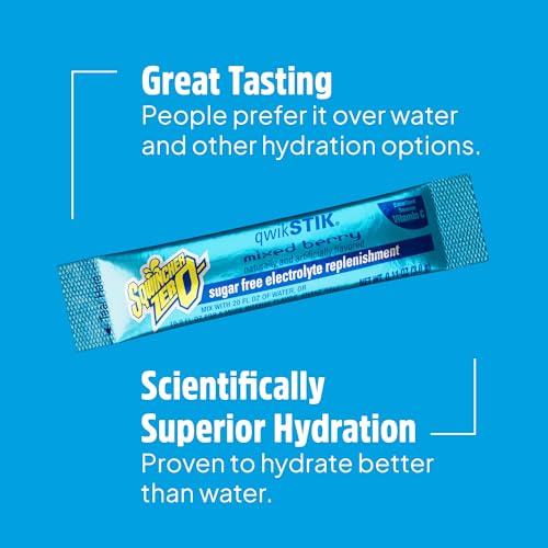 Image of Sqwincher Zero Qwik Stik, Mixed Berry, Sugar Free, Low Calorie, Low Sodium Electrolyte Powder Hydration Drink Mix, .11 0z Packet (Pack of 50)
