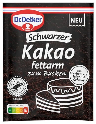 Dr. Oetker Schwarzer, Fettarmer Kakao zum Backen: Fettarmer, schwarzer Kakao zum Backen, für das Färben von Teigen und Cremes, für Kekse oder Kuchen, 30g