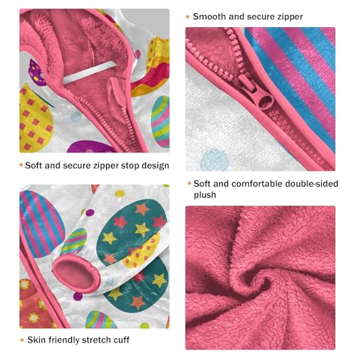 OTVEE Happy Easter Colorful Eggs Kids Hooded Jacket Fall Spring Full Zip Warm Outwear Coat3