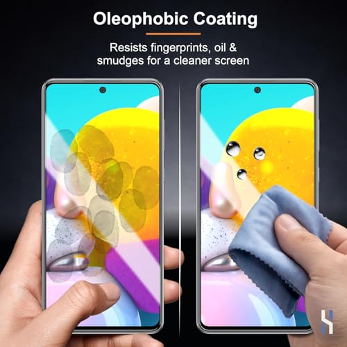 Image of Tempered Glass for Samsung Galaxy A73 | Galaxy A71 (6.7 Inch) Military Grade 9H Screen Guard, Anti-Scratch, Shatterproof, Edge-to-Edge Full Coverage - Black Border