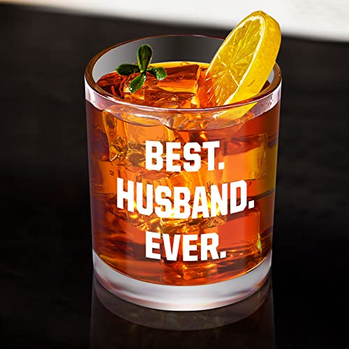 Waipfaru Best Husband Ever Gift, Whiskey Glass Gift For Husband Him Hubby Men From Wife, Anniversary, Birthday, Valentines Day Gift For Husband Men, 10Oz Old Fashioned Glass #TOP1