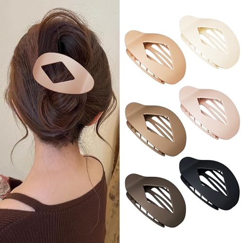 Flat Hair Clips for Women, 6 PCS Flat Claw Clips
