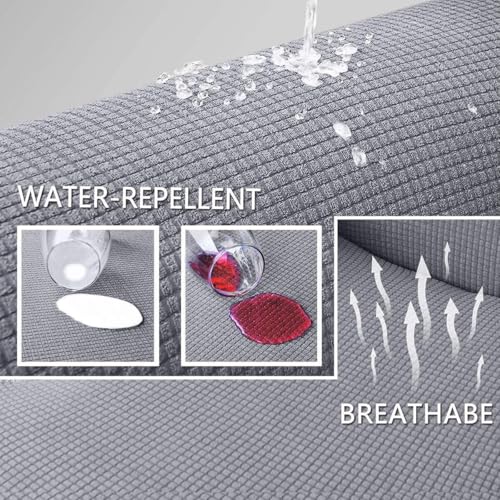 Housse de canapé extensible 1 place imperméable et lavable gris - 6