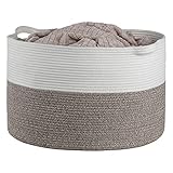 ZLG XXX Large Cotton Rope Basket Baby Laundry Basket ,Woven Blanket Basket Nursery Bin, Wicker...
