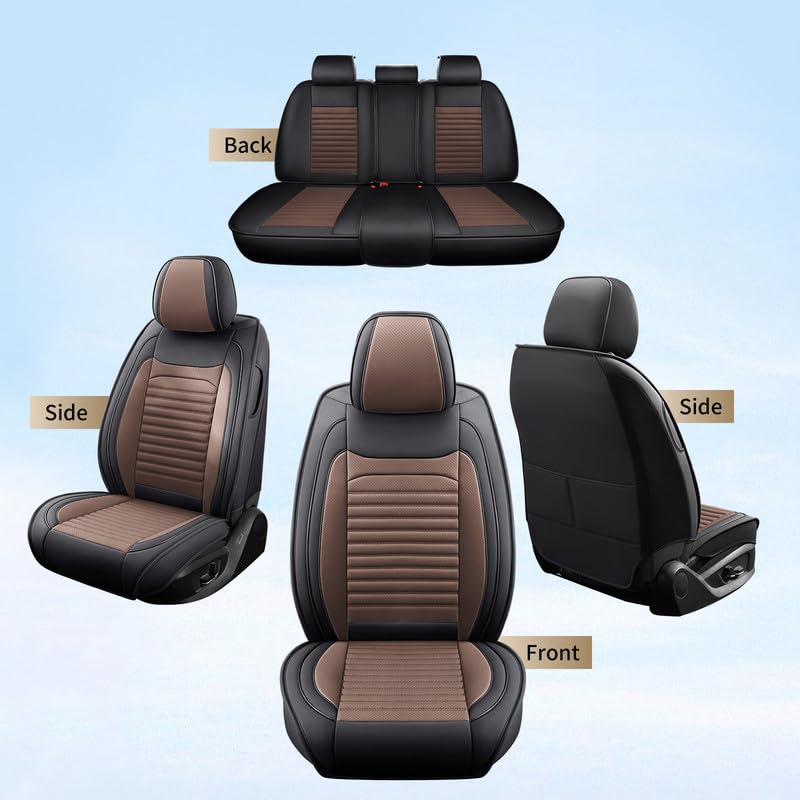 Image of Seat Covers Full Set Fit for Chevy /Chevrolet Trax 2015-2026, Black&Brown