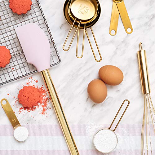 Gold & Pink Kitchen Utensil Set With Holder - Pink Cooking Utensils:gold Whisk,Gold Ladle,Pink Spatula,Gold Tongs,Pink Spoon,Turner,Gold Utensil Holder - Pink Kitchen Accessories & Pink Kitchen Decor #TOP3