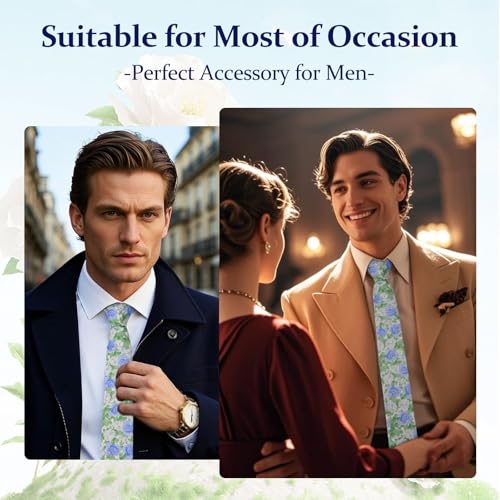 Image of Floral Ties Skinny Tie for Men, Cotton Mens Neckties for Weddings | 2.56'', floral, slim, soft and comfortable, men's neckties for casual, business, party, daily, dating