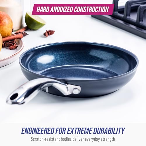 Image of Blue Diamond Cookware Hard Anodized Ceramic Nonstick, 8 inch Frying Pan Skillet, PFAS-Free, Dishwasher Safe, Oven Safe, Grey