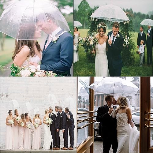 YUEMING Auto Open Folding Umbrella, Clear Transparent Rainproof Travel Umbrella for Weddings, Bride, Groom, Photographer - Image 7