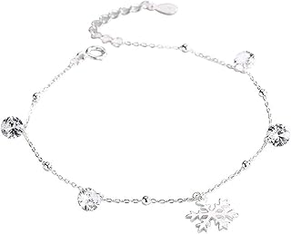 ブレスレット, S925スターリングシルバーのブレスレット女性の雪の結晶ダイヤモンドセットジルコンシンプルなファッションブレスレット最初の手ジュエリー