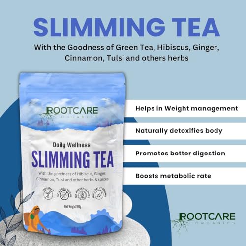 Image of Slimming Tea green tea for weight loss 100g Pack Of 1 Month Hibiscus Ginger & Cinnamon Herbal Blend Natural Detox & Anti-Inflammatory 100% Organic