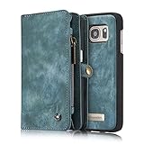 AKHVRS AIREBO 5161757 Dermis Cowhide Leather Wallet Type Case with Zipper for Samsung Galaxy S7 Edge - Green