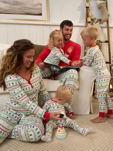 Gerber Baby Neutral Holiday Family Pajamas, Mint/Red, 12 Months - image 5