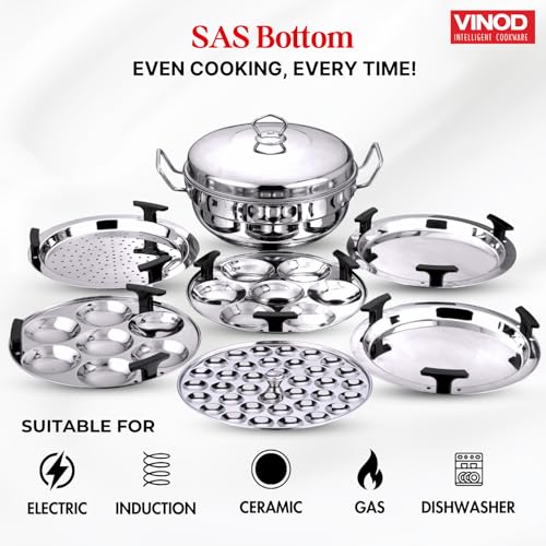 Vinod Stainless Steel Deluxe Multi Kadai with 6 Plates - Image 8 of 8
