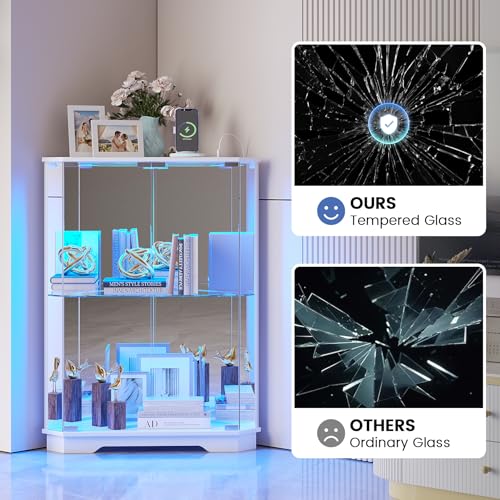 Dystler Small 2-Tier Corner Display Cabinet with Glass Doors - image 7