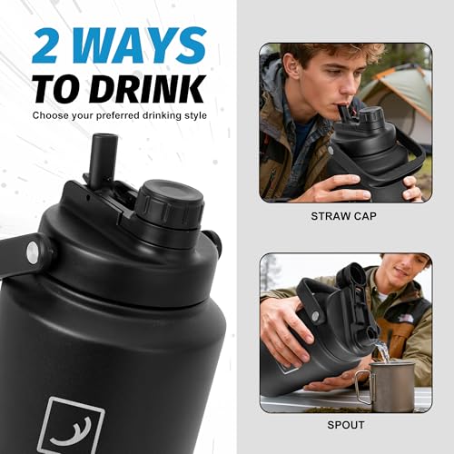 Image of NATURE PIONEOR 1 Gallon (128oz) Insulated Water Bottle Jug with Carrier Bag