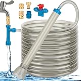 fishkeeper 50FT Aquarium Gravel Vacuum Water Changer - Flow Adjustable Faucet Universal Siphon Quick Pump with 6 Adapters, Bucket-Free Fish Tank Cleaning Tools for Drain & Fill (2025 New)