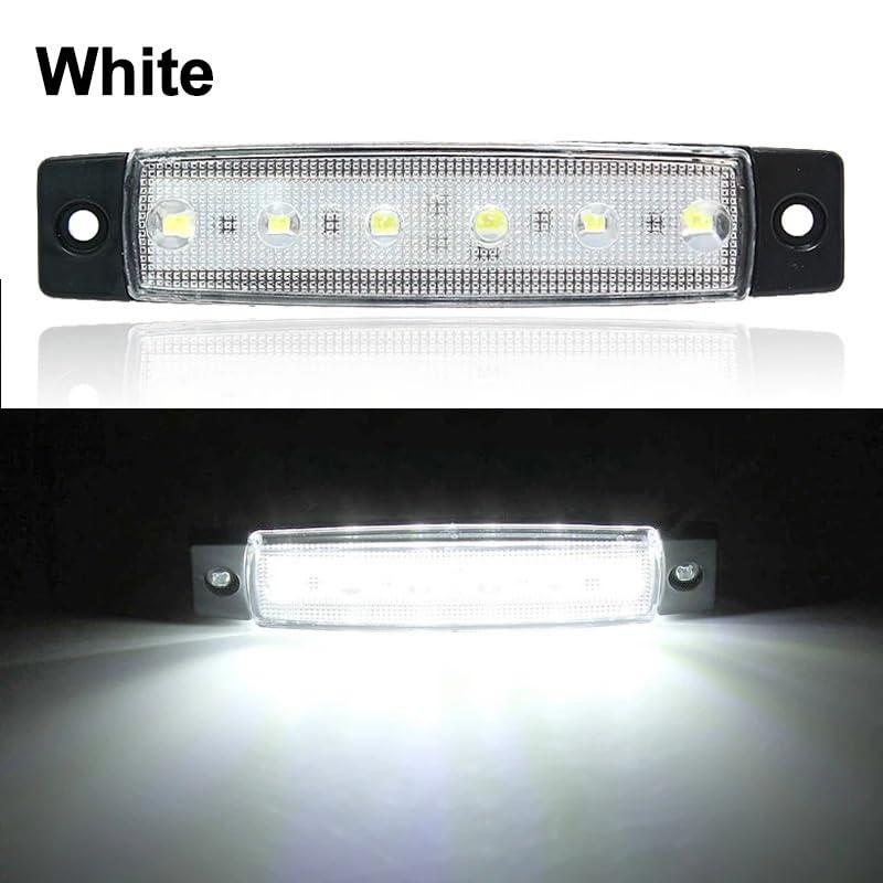 1/4/10 Luci esterne a LED per auto 24V 12V 6LED per autobus per camion Indicatore di posizione laterale per a basso Avvertimento per rimorchio Lampade per freni laterali posteriori(24V,Bianco)