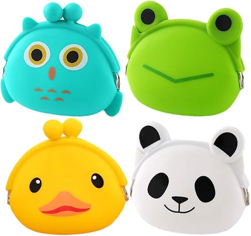 Mini lindo bolso de silicona para monedas bolsa de cambio de animales de dibujos animados para niños, pequeño monedero de silicona para niños