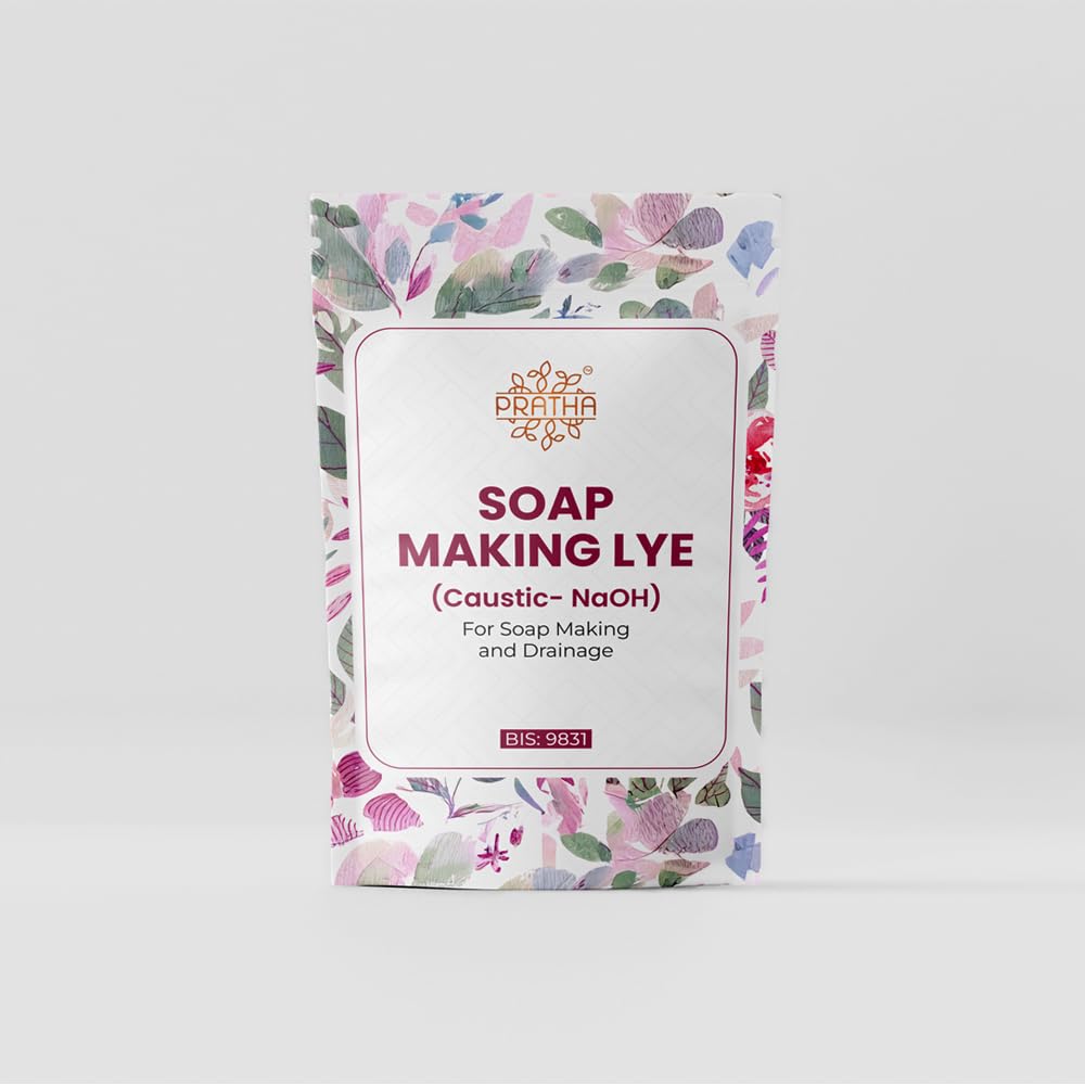 Pratha LYE SODIUM HYDROXIDE (NaOH) WHITE FLAKES BIS : 9831 Caustic soda for soap making, Lye for soap making Make You Own Safe Natural Handmade Cold & Hot Processed Soaps 400gm-picture-17
