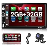 EC Hometec Autoradio Bluetooth Radio Coche 2 DIN, 2G+32G, Carplay & Android Auto Inalámbrico, Pantalla Táctil Autoradio Bluetooth, Mirror Link, WiFi/BT/USB, GPS