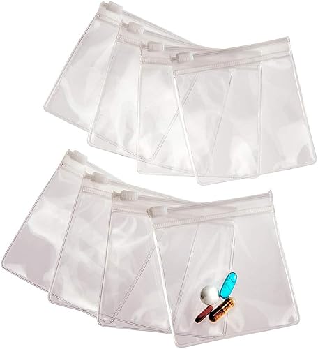 Smooth Trip Pastilleros para viajes, 8 bolsas reutilizables certificadas de grado alimenticio con cremallera superior para medicamentos, vitaminas,