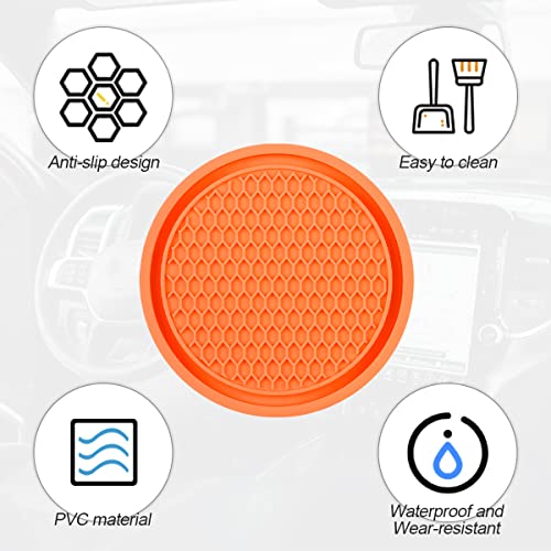 4 Pack Car Cup Holder Coaster, 2.75 Inch Diameter Non-Slip Universal Insert Coaster, Durable, Suitable for Most Car Interior, Car Accessory for Women and Men (Orange) - Image 5