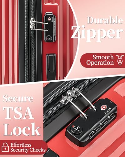 Image of Checked Luggage, 24 Inch Hardside Suitcase, Lightweight Hardshell with TSA Lock, Large Suitcase with Spinner Wheels