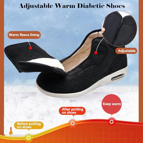 Diabetic Shoes for Men's, Women's Adjustable Easy-On Non Slip Winter Slippers, Unisex Arthritis Edema Swollen House Boots Indoor Outdoor3