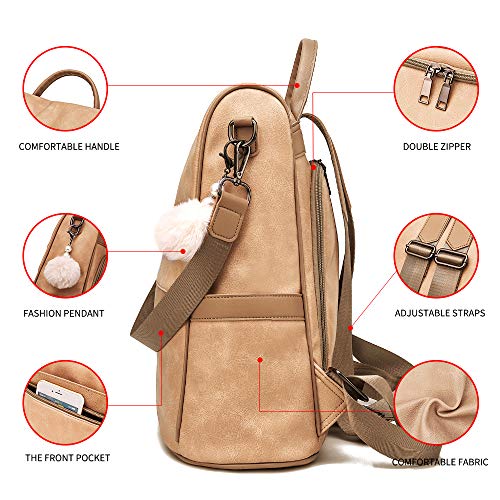 Image of CHERUTY Women Backpack Purse PU Leather Anti-theft Casual Shoulder Bag Fashion Ladies Satchel Bags
