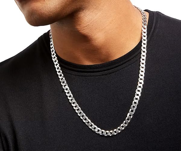 Cuban Link Chain Necklace for Men and Women, Solid 18K Gold Plated/S925 Sterling Silver Italian 5mm Diamond Cut Curb Chain for Men (Sliver/Gold, 18-22inch) - Image 4