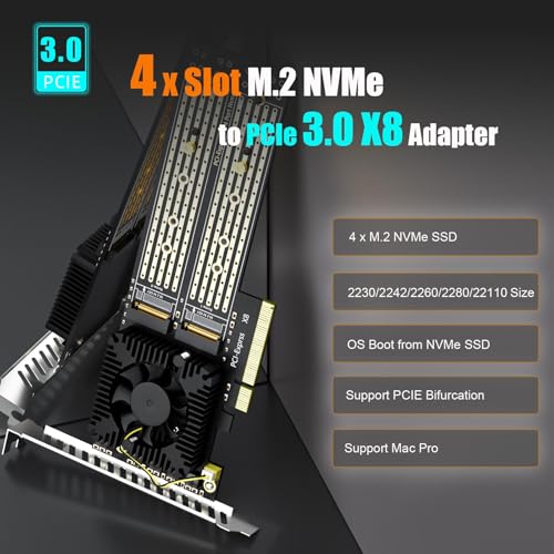 Bifurcación PCIe 3.0 X8 para cuatro SSD M.2 NVMe con adaptador GLOTRENDS PA40 2