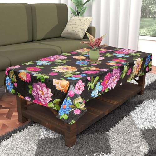 Image of Dakshya Industirs PVC Waterproof Table Cover 36x54 Inch Floral Printed Center Table Cover Washable Plastic Table Sheet Oilproof Dining Table Cover for Coffee Table Living Room Home (Smart Flora)
