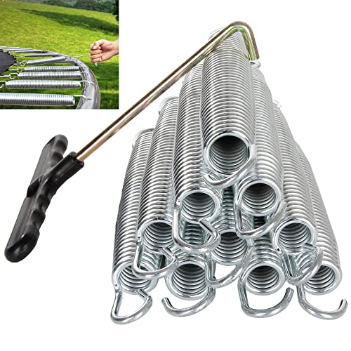 Ziqi 12PCS Trampoline Springs 6.5inch Heavy-Duty Galvanized Steel Replacement Spring High Tensile Durable Trampoline Parts for Trampoline Spring High Tensile Replacement Kit with T-Hook