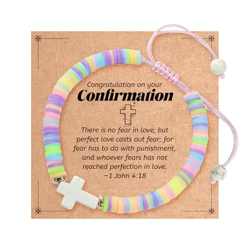 Image of BAYLAY Easter /First Communion /Baptism /Confirmation Gifts for Women - Colorful Bead Bracelets Easter Basket Essentials Stuffers for Teens, Cross Bracelet Easters Egg Fillers Christian Gifts for Teen