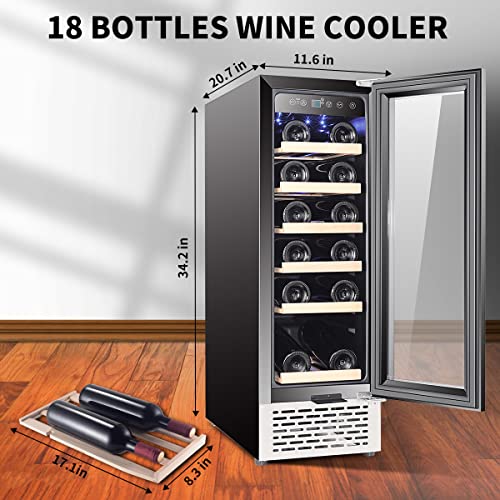 Vinerie 18 Bottles Wine Cooler Refridgerators, Freestanding Fridge With Quiet Cooling Technology & Tempered Glass Door, 41F-71.6F Digital Temperature Control #TOP5