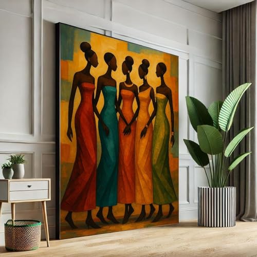 Portrait de femme africaine tableau à l'huile grand format pour grand mur