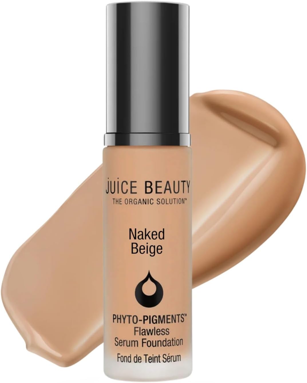 Juice Beauty Phyto-Pigments Flawless Serum Foundation - 10 Naked Beige - 30 mL - Medium-to-Full, Long-Lasting Coverage - Reduces Look of Wrinkles + Pores - Vegan, Cruelty Free
