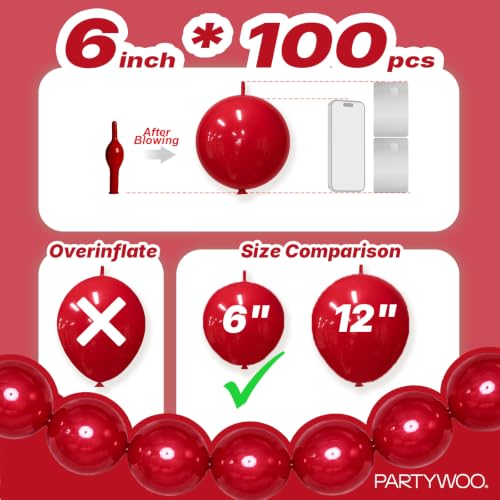 PartyWoo Burgundy Linking Balloons 100pcs 6 Inch Ruby Red Link Balloons by PartyWoo - Used condition - Image 4