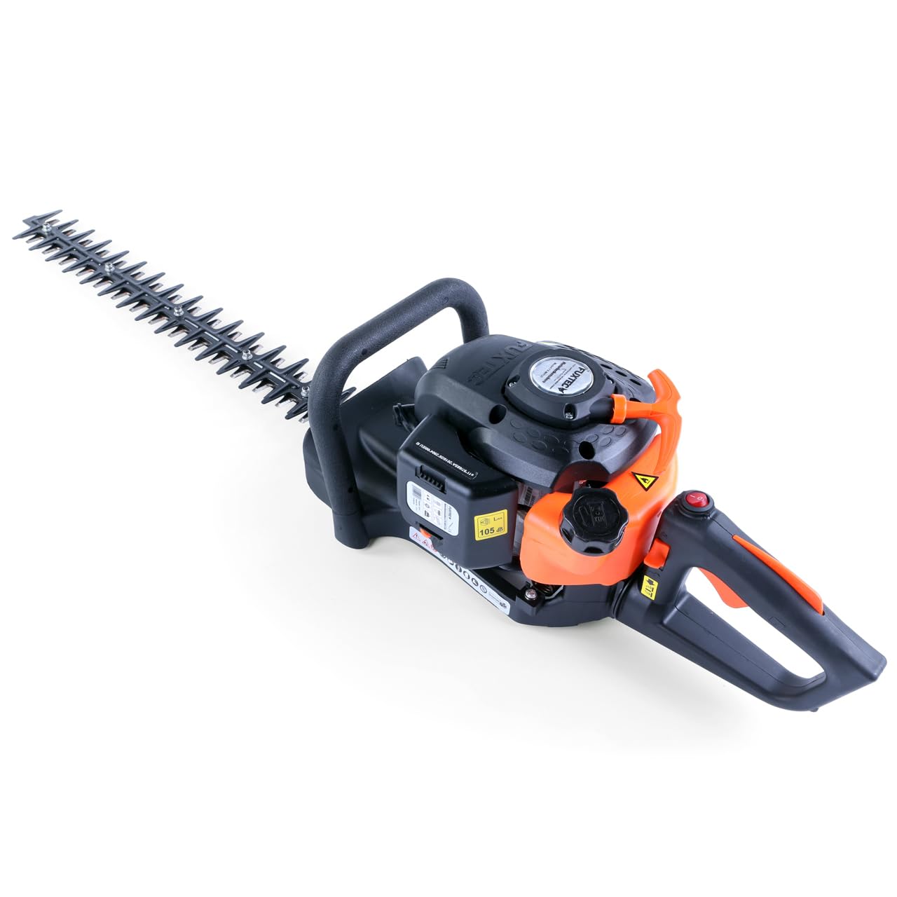 FUXTEC Cortasetos Gasolina FX-MH126, Longitud de Corte 550 mm, Motor de 2 Tiempos, 25,4cc, 1hp, Mango ergonómico, Corte Horizontal y Vertical, bajo Nivel de Ruido, Cuchillas de Seguridad