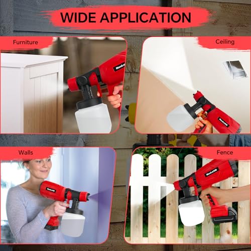 Paint Sprayer for Milwaukee 18V Li-ion Battery, HVLP Electric Paint Gun Tools, 3 Size Nozzles Cordless Sprayer Gun for Countless Painting Fence Walls Cars Chairs Door(No Battery)