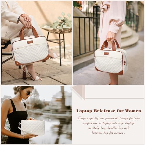 Leather Laptop Briefcase for Women 15.6 Inch Laptop Work Bag Waterproof Computer Bag for Women with Clutch Purse2