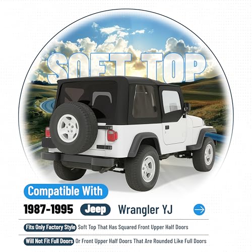 image for JMTAAT Convertible Soft Top Kit Compatible with 1987-1995 Jeep Wrangle