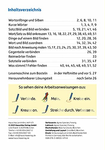 Mein Übungsheft Lesen 1. Klasse - Vom Wort zum Satz: Lese-Aufgaben mit Lösungen - Silben lesen lernen (Lernhefte zum Üben und Wiederholen, Band 471) Taschenbuch – 2. Juni 2021 - Image 4