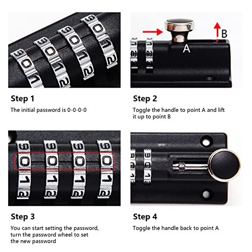 NIVAOBI Combination Locking Bolt 4 Digit Sliding Lockable Padbolt 120mm Heavy Duty Stainless Steel Sliding Gate Lock with Anti-Tamper Screws Security Keyless Latch Bolt Lock for Sheds Cabinet - Image 3