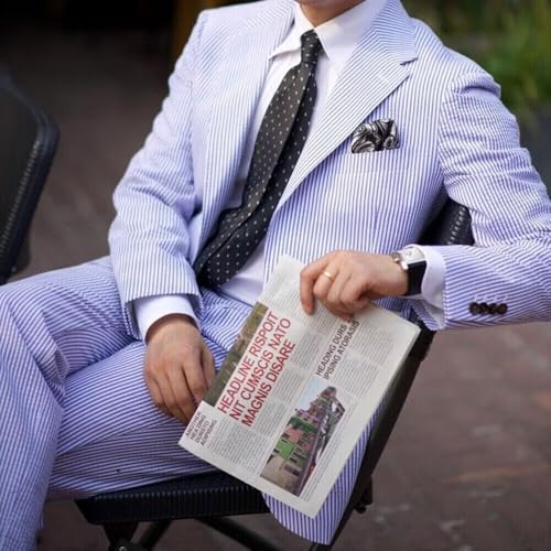 Seersucker Suits for Men Slim Fit Casual Beach Wedding Summer Grooms Groomsmen Seersucker Blazer Pants 2 Piece Set4