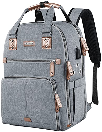 Crochet Bag, Knitting Bag Backpack and Totes Organizer with USB Charging Port, Large Yarn Storage Tote Bag Yarn Holder Case for Carrying Projects, Knitting Needles, Crochet Hooks,fits 15.6 inch Laptop