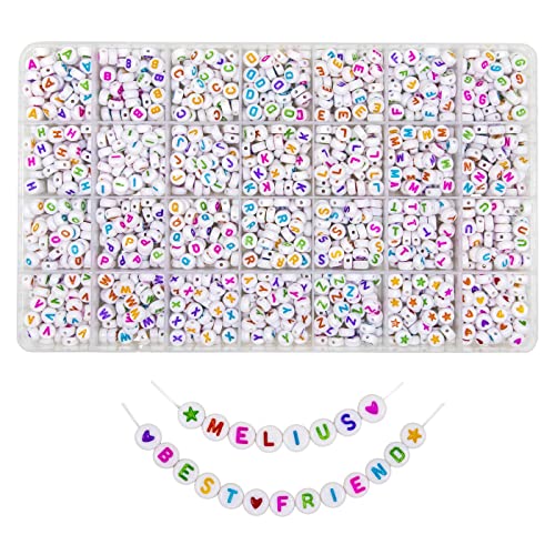 Melius Acrylic Colorful Letter Beads, 4x7mm Round, 1450 Pcs